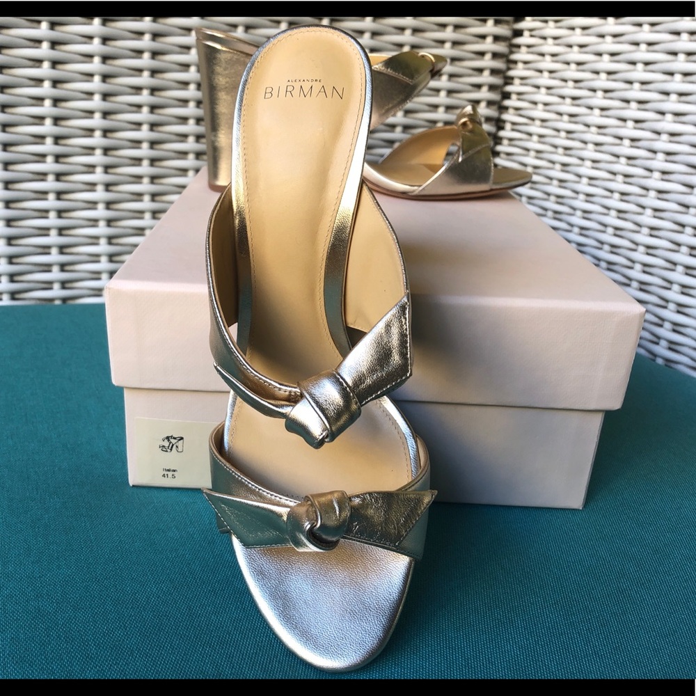 Alexandre Birman Nolita 90 Gold Leather Mule 11.5